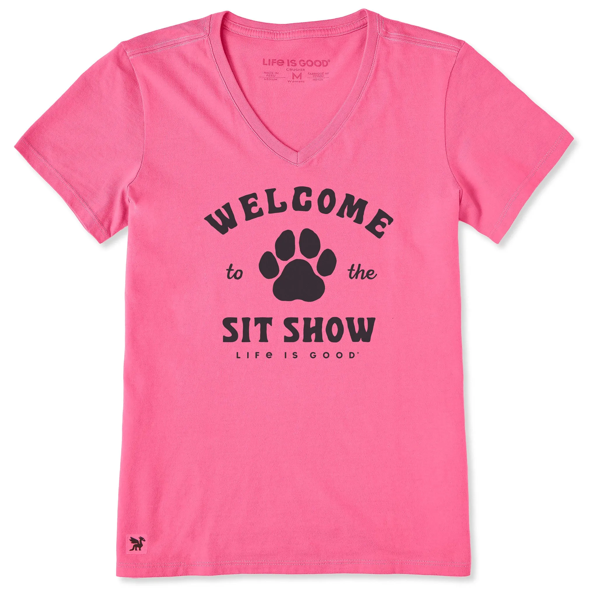 Women's Sit Show Paw Short Sleeve Crusher-LITE Vee sold by Life is Good