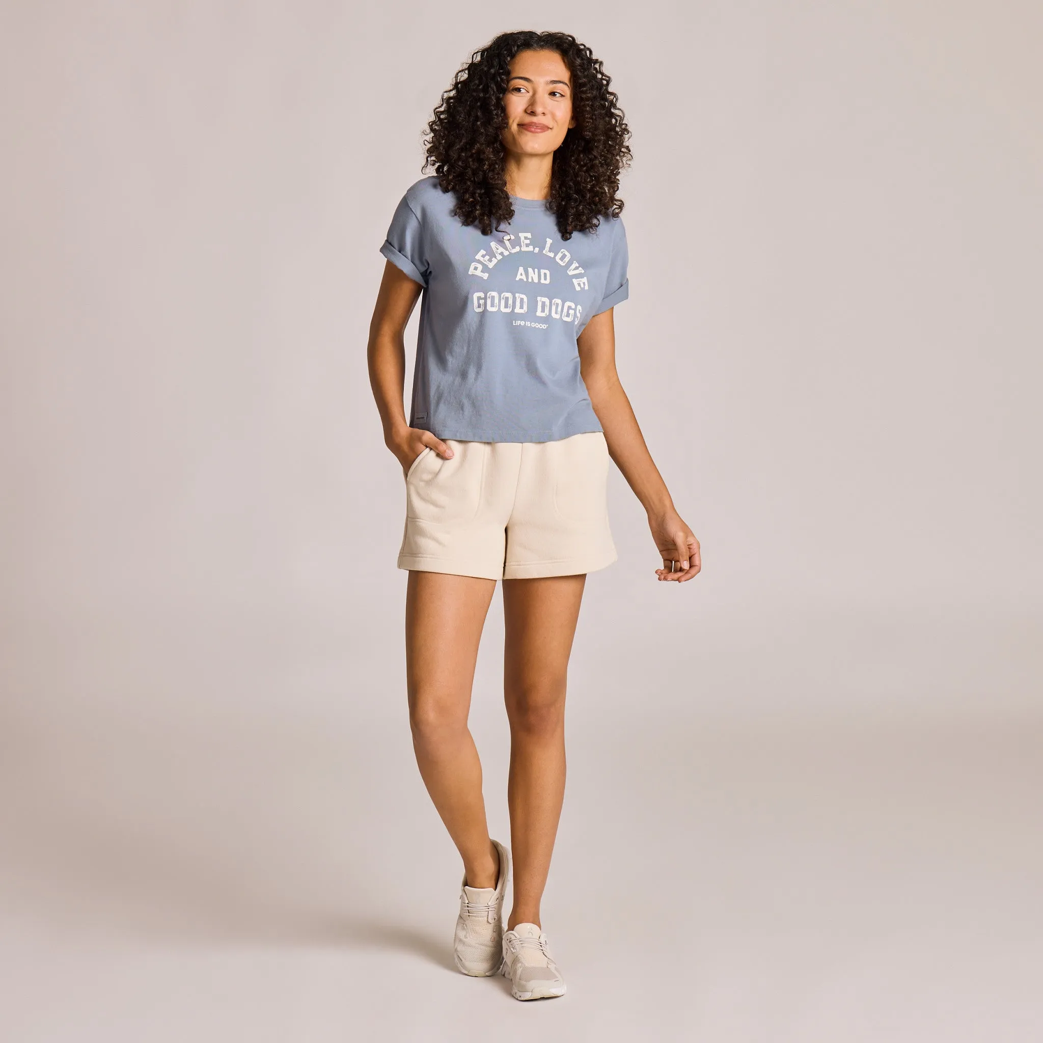 Women's Peace, Love, and Good Dogs Short Sleeve Crusher Boxy Tee sold by Life is Good product image thumbnail 5
