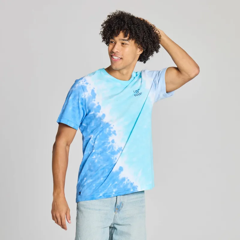 Men's Stacked Life is Good Men's Short Sleeve Crusher Tie-Dye Tee made by Life is Good