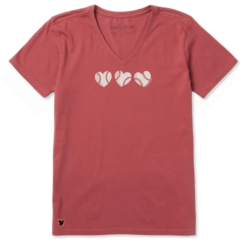 Women's Baseball Heart Trio Short Sleeve Crusher Vee made by Life is Good
