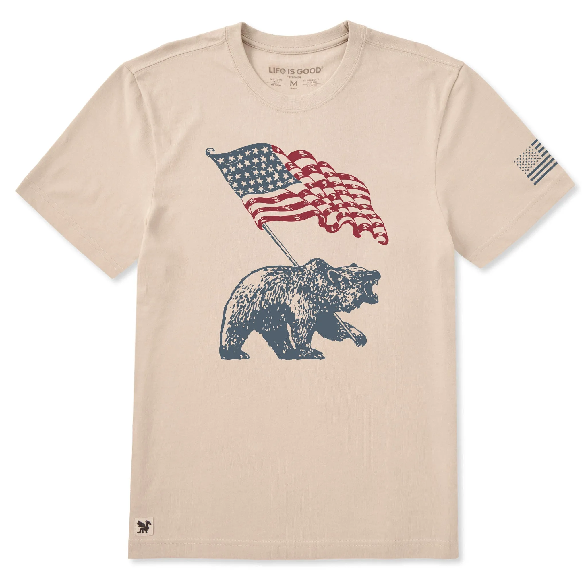 Men's American Bear Flag Short Sleeve Crusher-LITE Tee sold by Life is Good