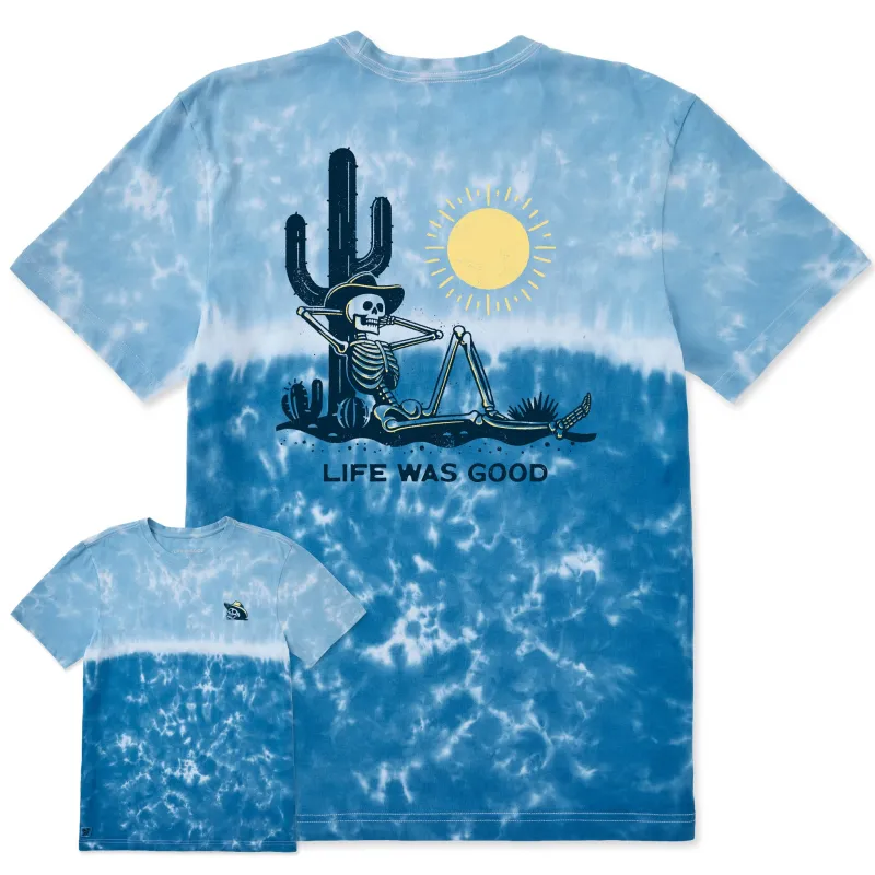 Men's Life was Good Cowboy Skull Men's Short Sleeve Crusher Tie-Dye Tee made by Life is Good