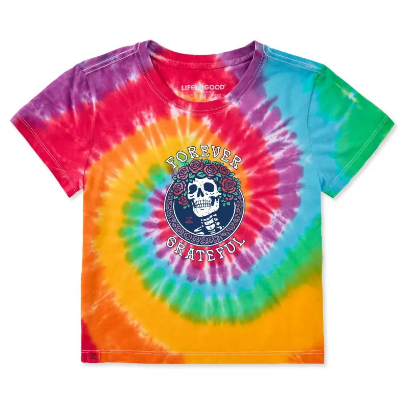 Women's Forever Grateful Roses Crusher-LITE Shrunken Tie-Dye Tee made by Life is Good