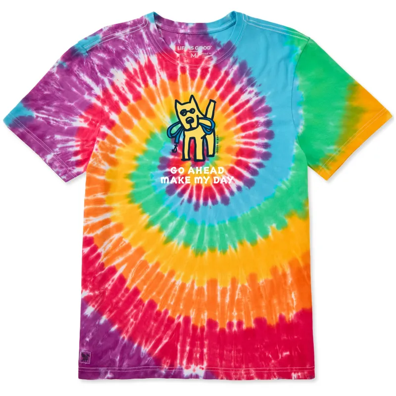 Men's Go Ahead Make My Day Men's Short Sleeve Crusher Tie-Dye Tee made by Life is Good