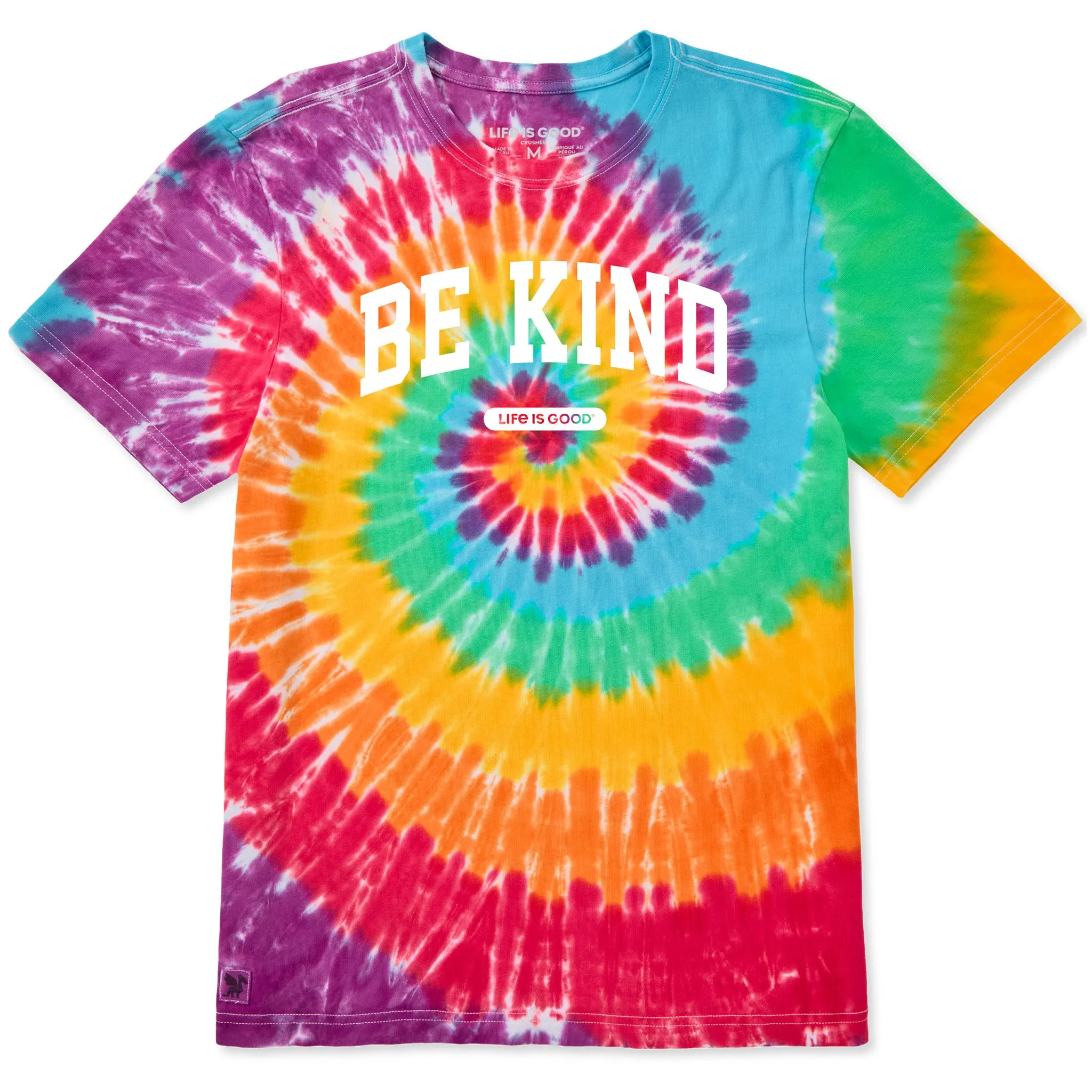 Men's Be Kind Arch Men's Short Sleeve Crusher Tie-Dye Tee sold by Life is Good