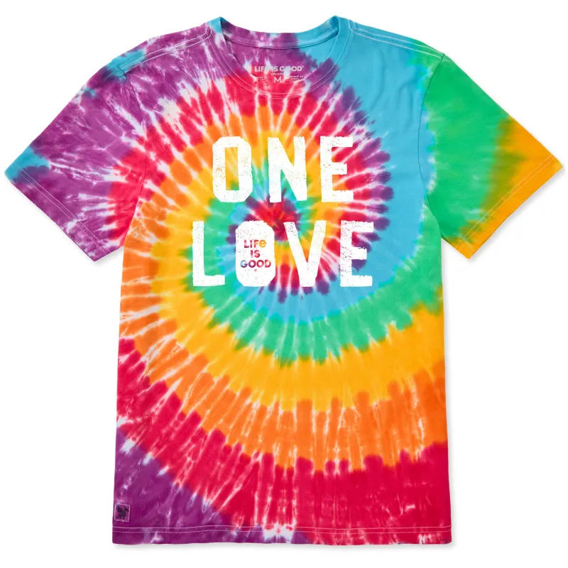 Men's One Love Block Men's Short Sleeve Crusher Tie-Dye Tee made by Life is Good