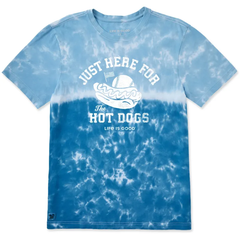 Men's Here for the Hot Dogs Baseball Men's Short Sleeve Crusher Tie-Dye Tee made by Life is Good