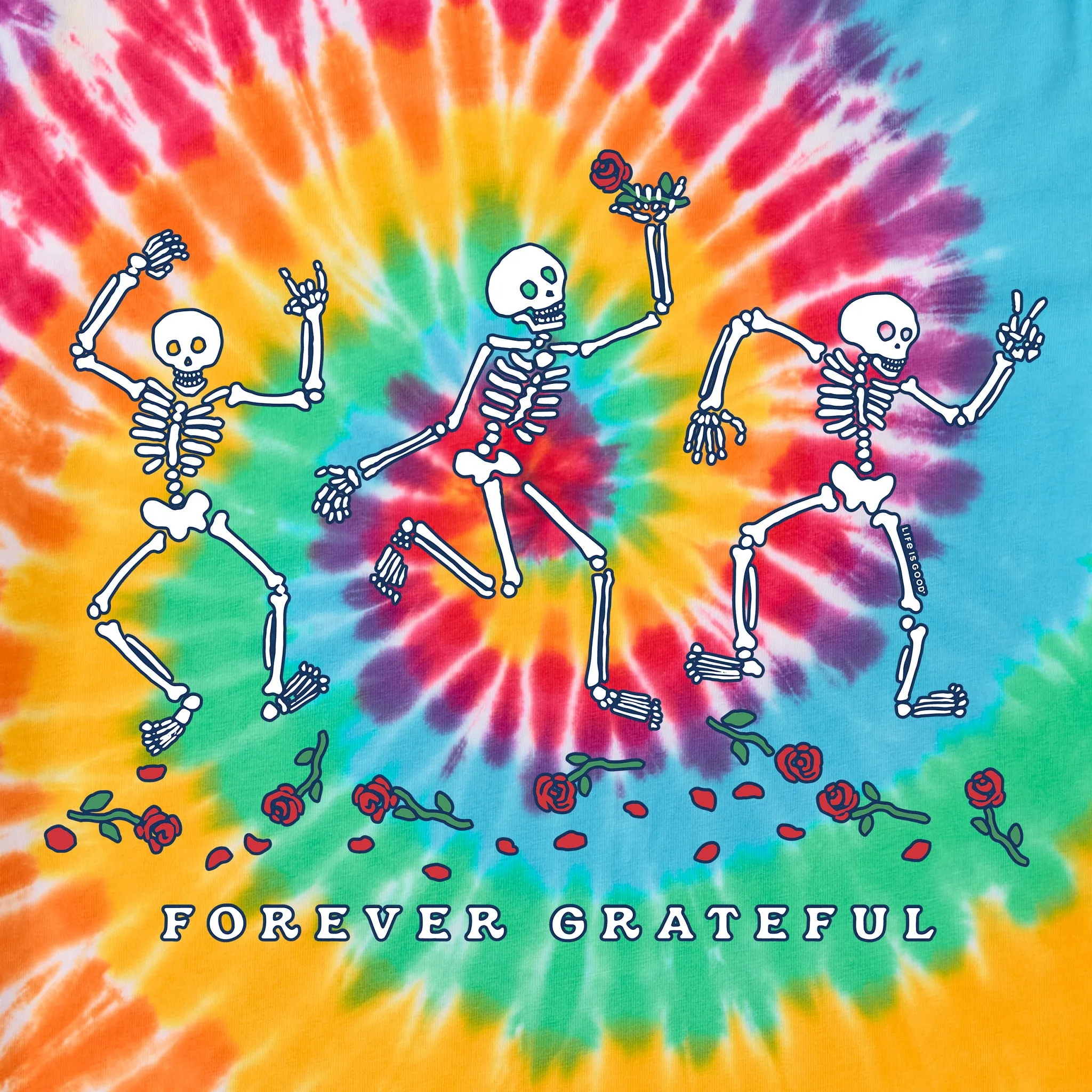 Men's Forever Grateful Dancing Skeletons Men's Short Sleeve Crusher Tie-Dye Tee sold by Life is Good product image thumbnail 2