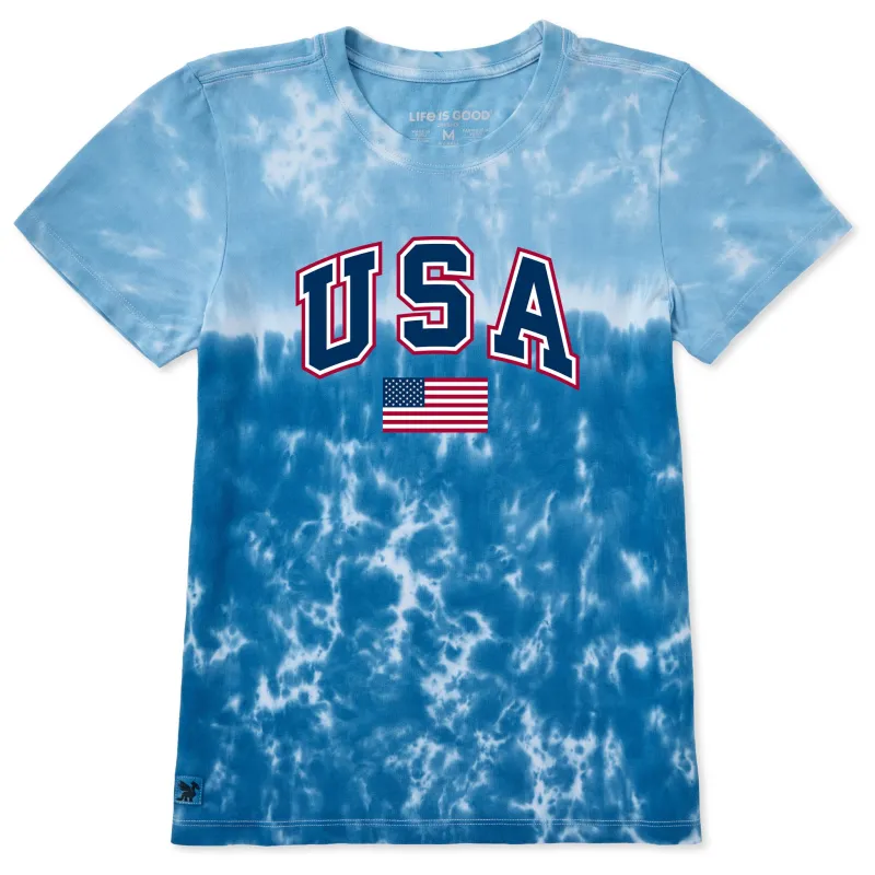Women's USA Flag Arch Short Sleeve Crusher Tie-Dye Tee made by Life is Good