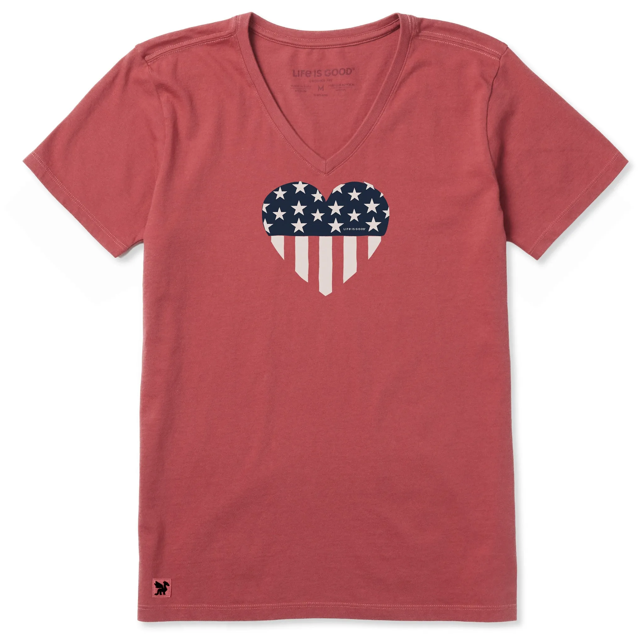 Women's Stars and Stripes Heart Short Sleeve Crusher Vee sold by Life is Good product image thumbnail 5