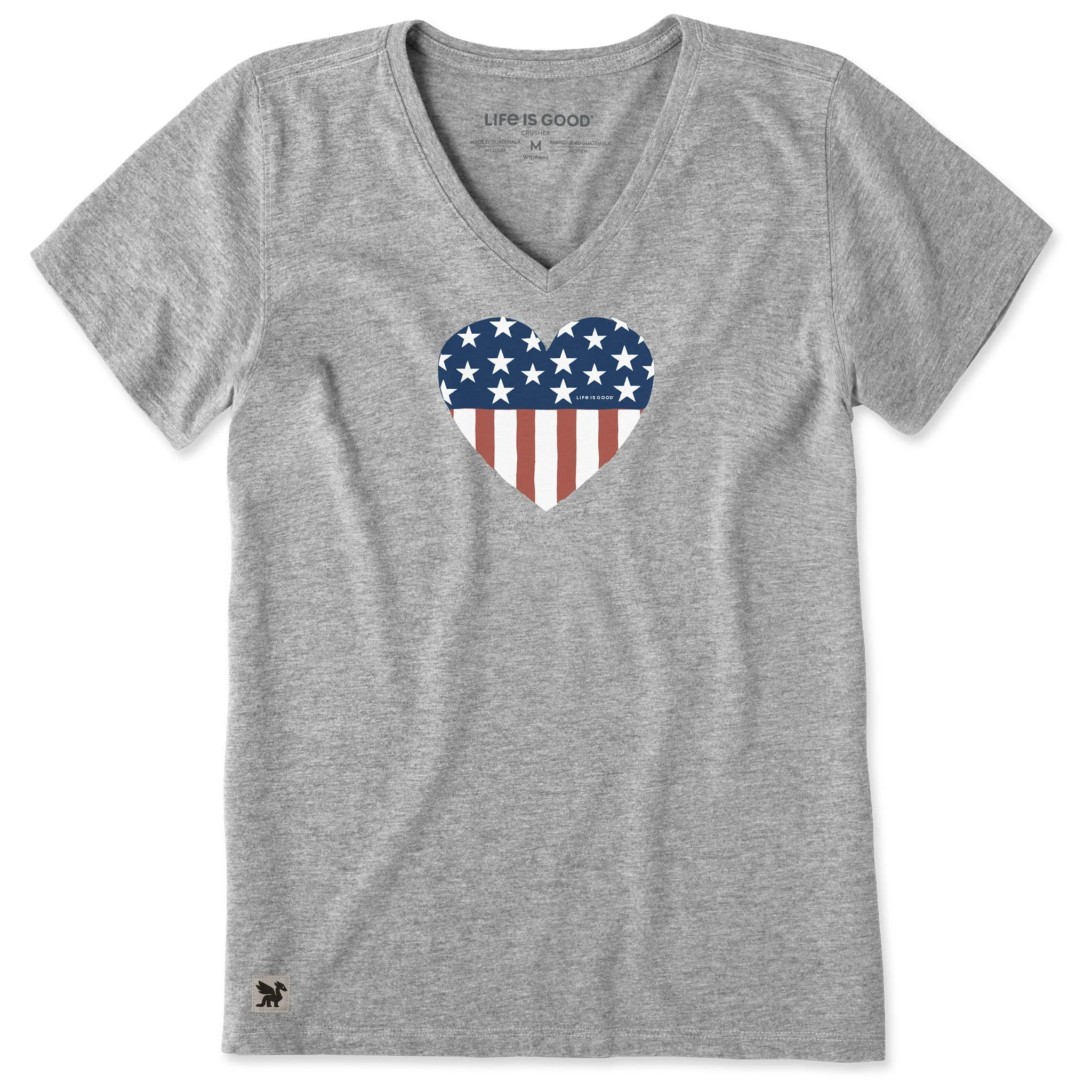 Women's Stars and Stripes Heart Short Sleeve Crusher Vee sold by Life is Good
