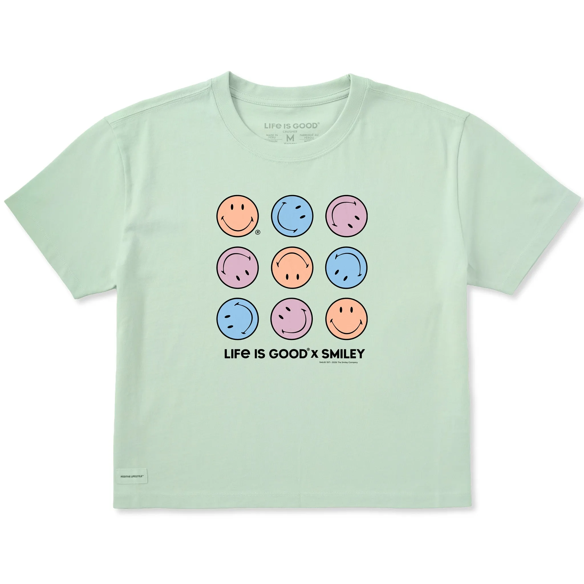 Women's LIG X Smiley Rotation Short Sleeve Crusher Boxy Tee sold by Life is Good