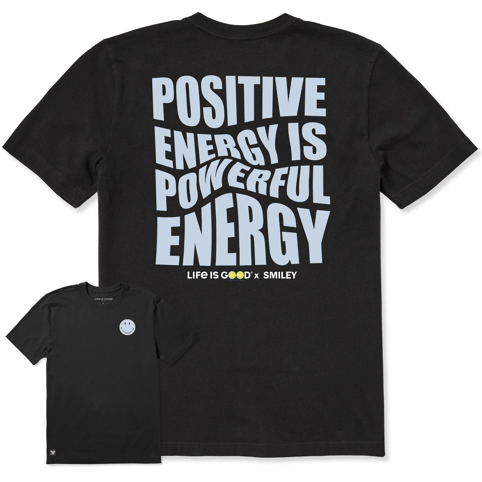 Men's LIG X Smiley Positive Energy Short Sleeve Crusher Tee sold by Life is Good