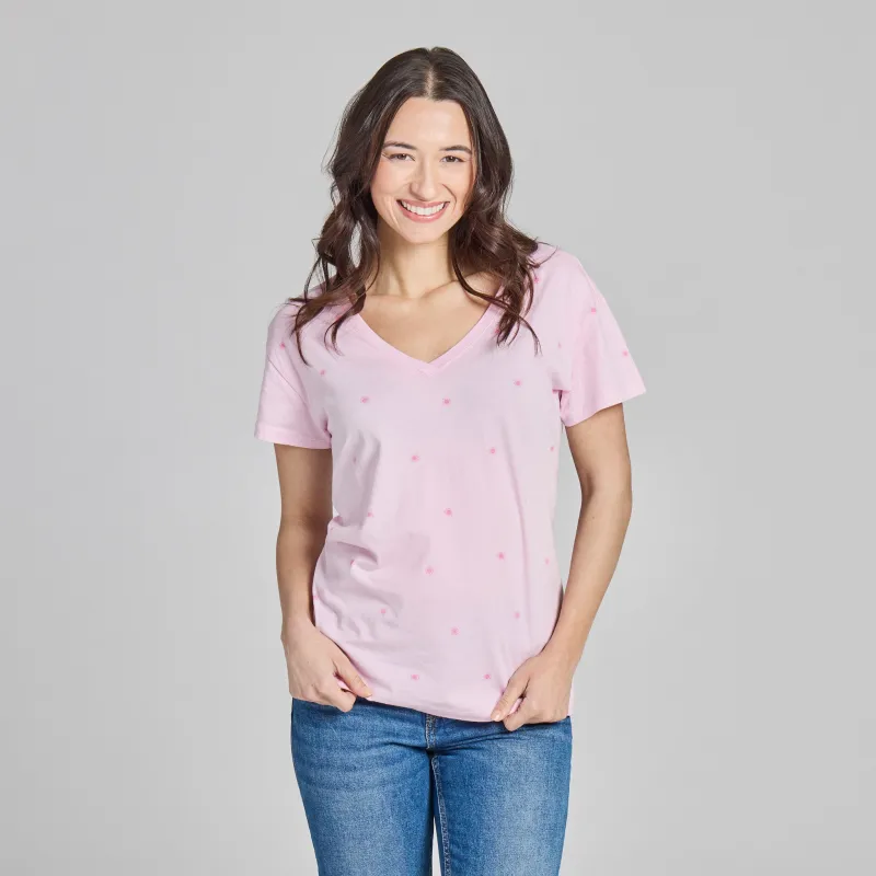 Women's Sketched Sun Pattern Crusher-LITE Easy Vee made by Life is Good