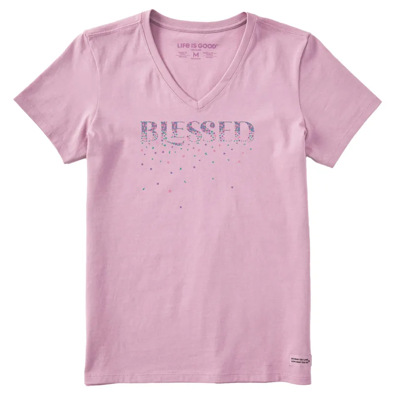 Women's Blessed Spring Flowers Short Sleeve Vee made by Life is Good