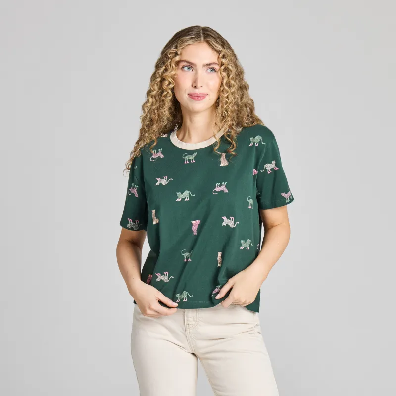 Women's Fancy Leopard Pattern Short Sleeve Crusher Boxy Tee made by Life is Good
