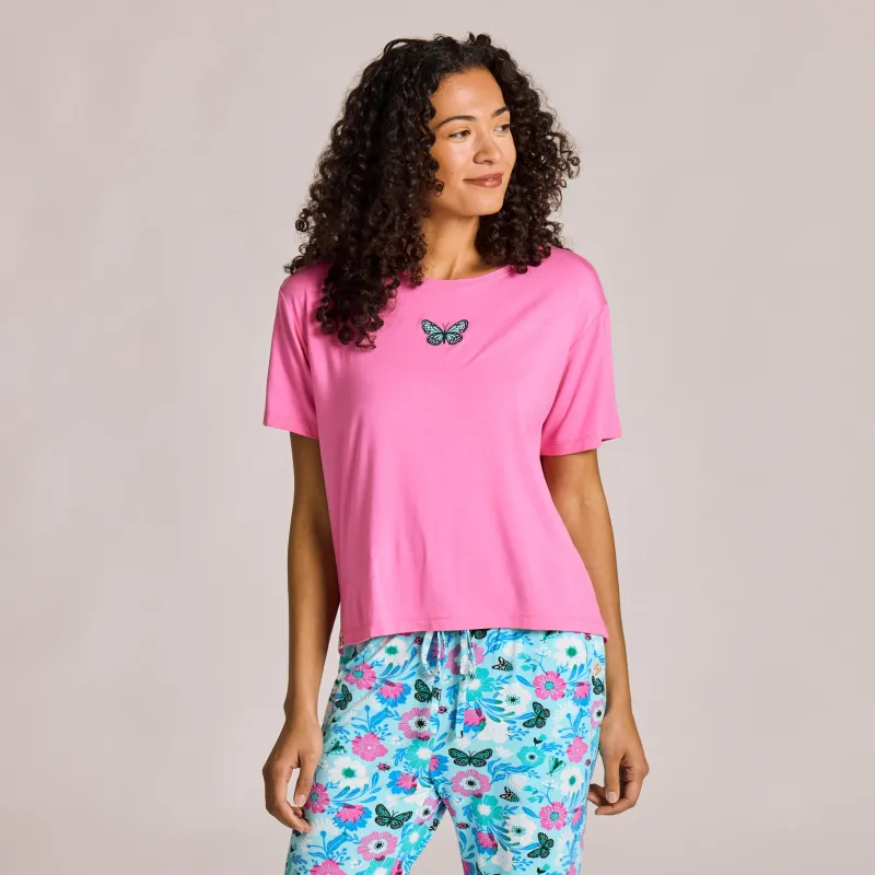 Women's Clean Butterfly Lightweight Boxy Sleep Tee made by Life is Good