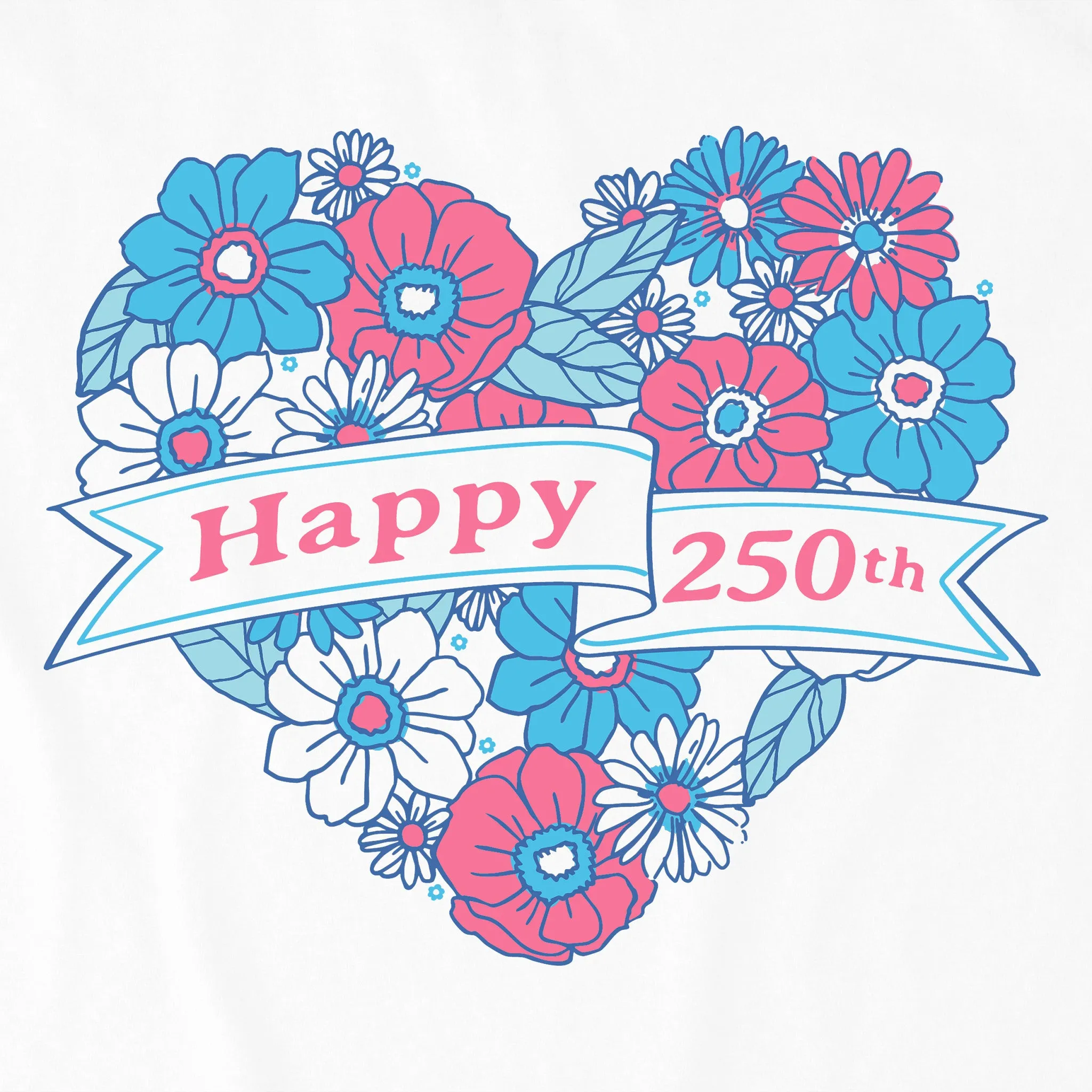 Women's Happy 250th Flower Heart Short Sleeve Vee sold by Life is Good product image thumbnail 2