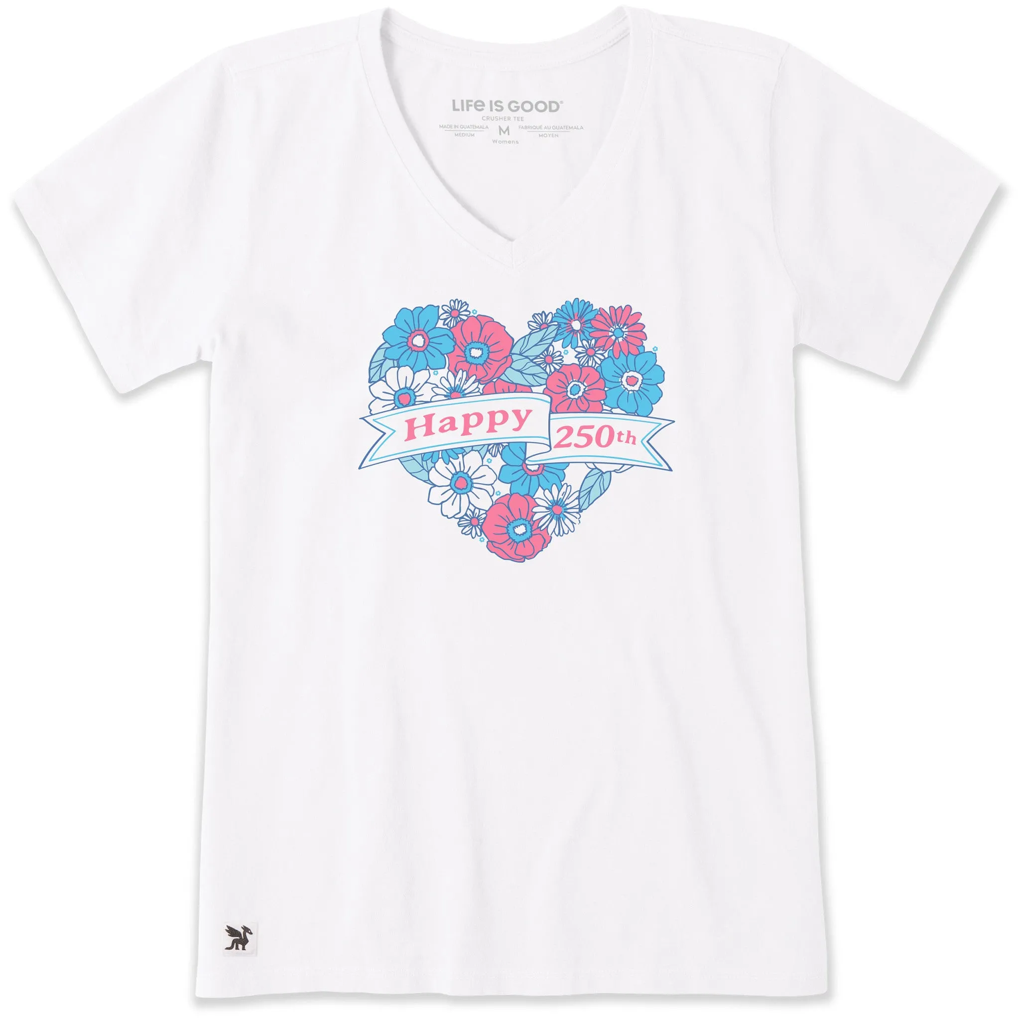 Women's Happy 250th Flower Heart Short Sleeve Vee sold by Life is Good product image thumbnail 3