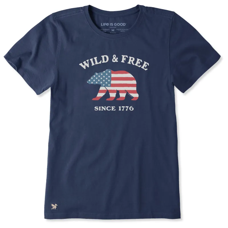 Women's Wild & Free USA Bear Short Sleeve Tee made by Life is Good