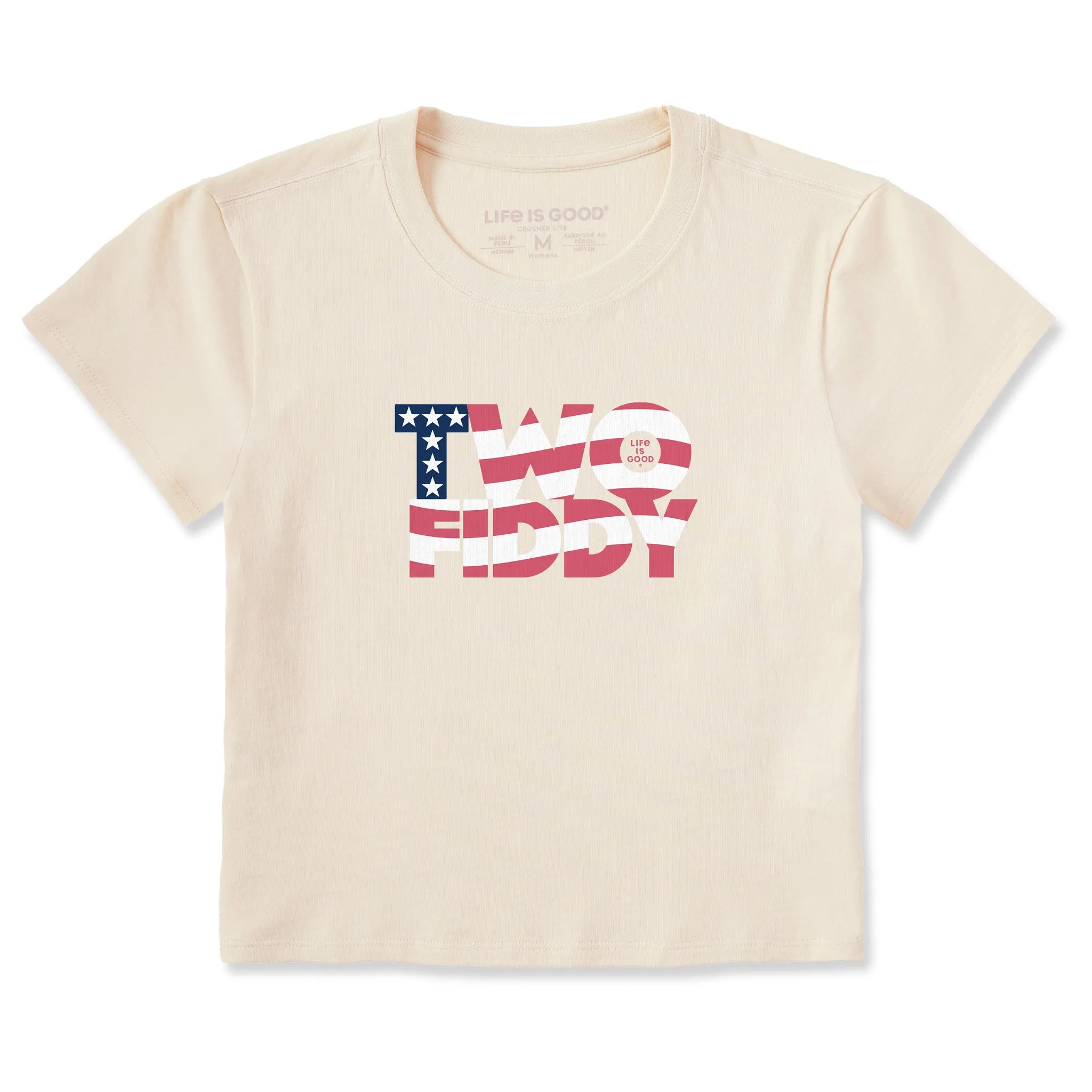 Women's Two Fiddy Flag Wave Crusher-LITE Shrunken Tee sold by Life is Good