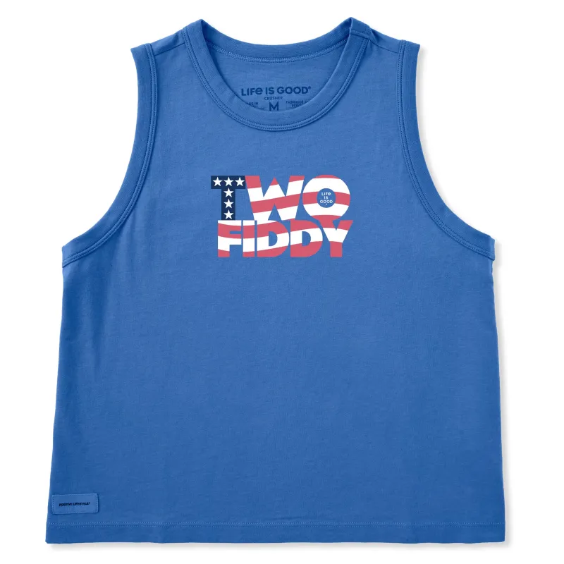Women's Two Fiddy Flag Wave Crusher Boxy Tank made by Life is Good