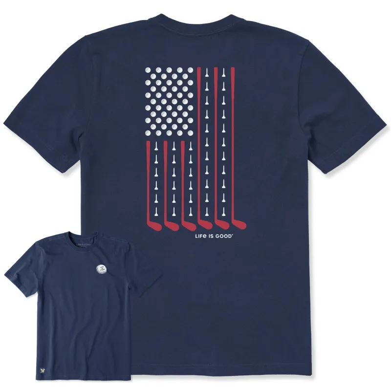 Men's Vertical USA Flag Golf Short Sleeve Crusher-LITE Tee made by Life is Good