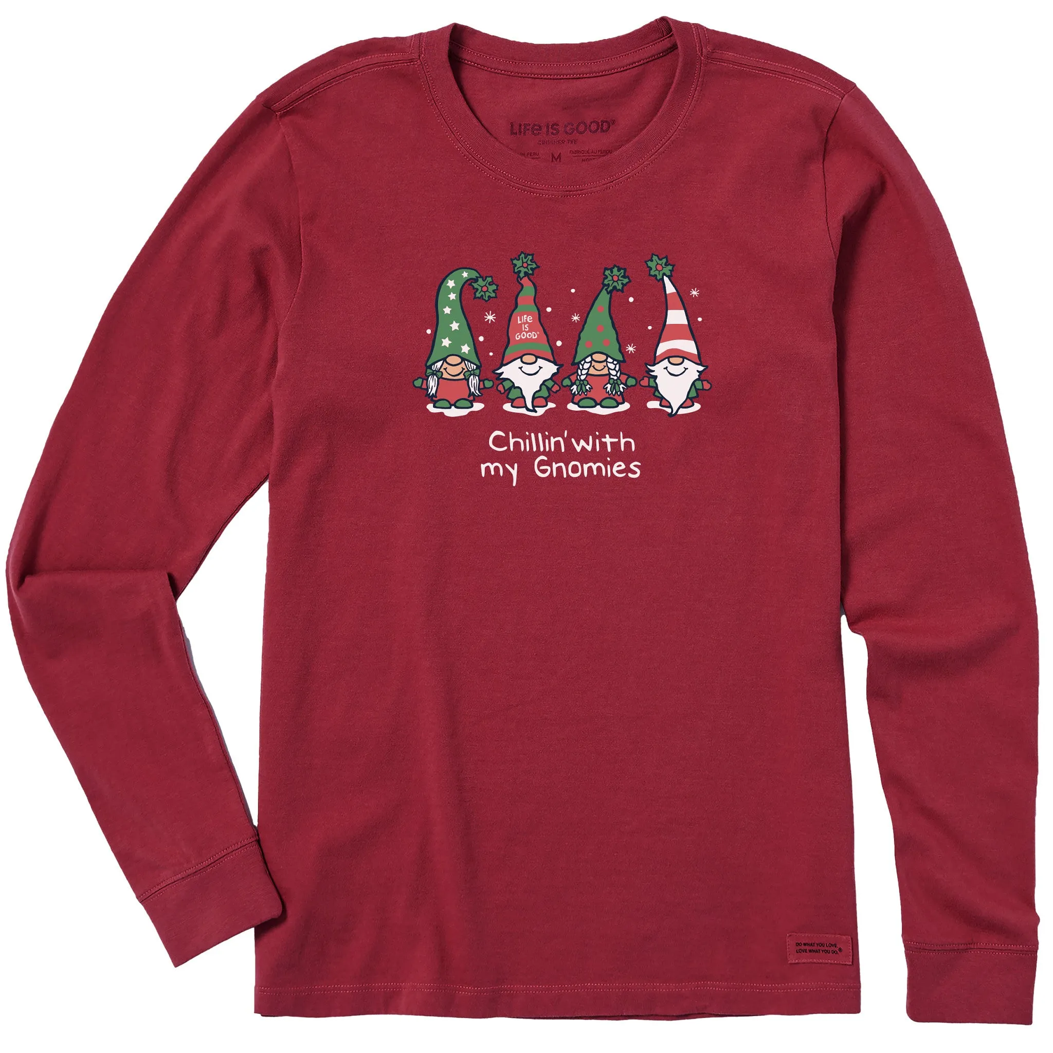 Women's Chillin' with my Gnomies Fam Long Sleeve Crusher Tee sold by Life is Good