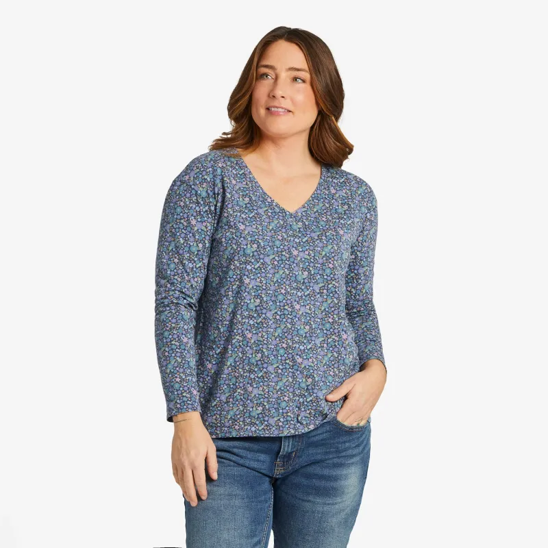 Women's Ditsy Floral Pattern Long-Sleeve Crusher-LITE Easy Vee made by Life is Good