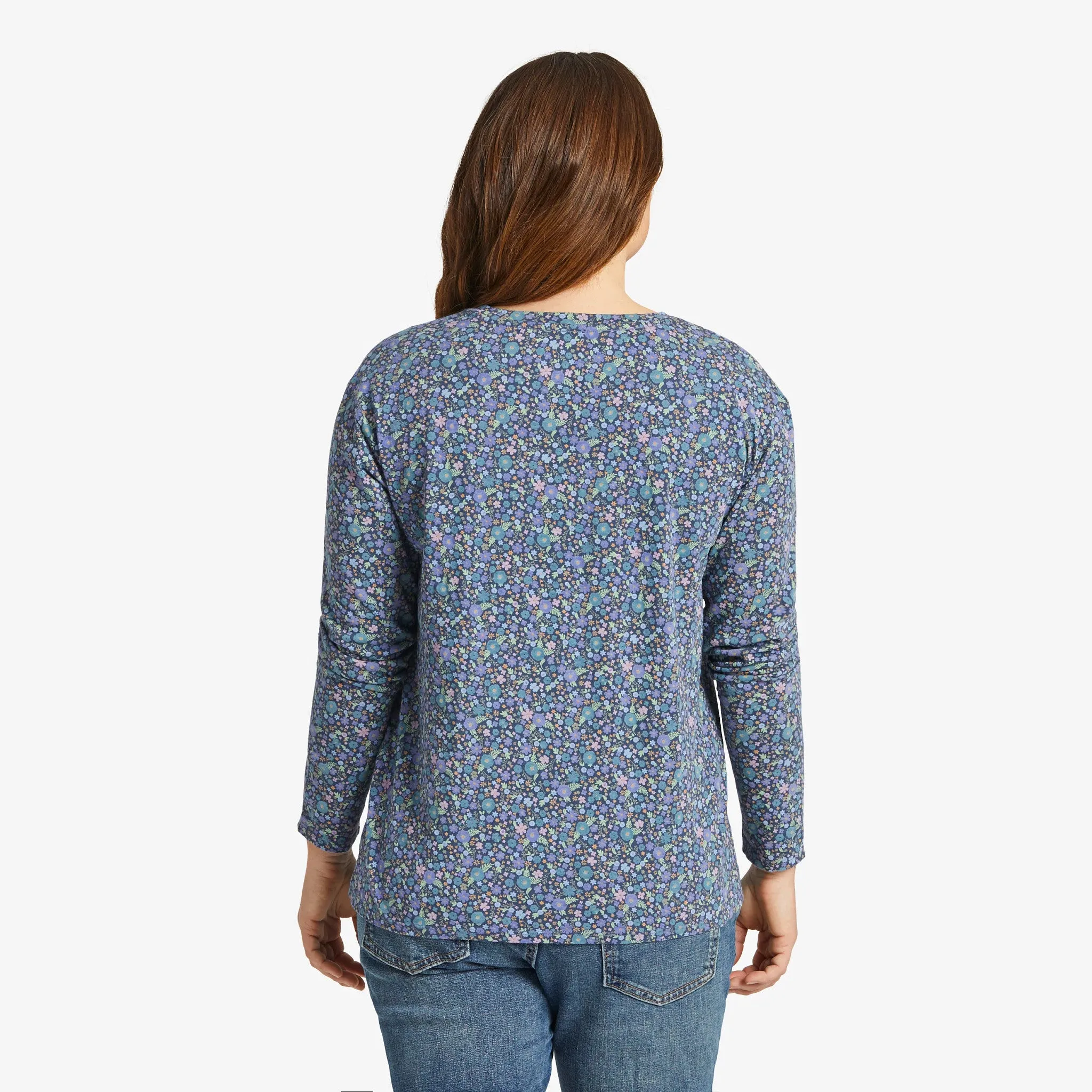 Women's Ditsy Floral Pattern Long-Sleeve Crusher-LITE Easy Vee sold by Life is Good product image thumbnail 2
