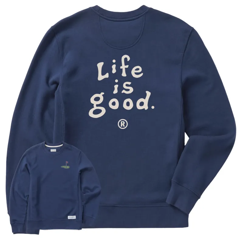 Men's LIG Vintage Wordmark Stacked Simply True Fleece Crew made by Life is Good
