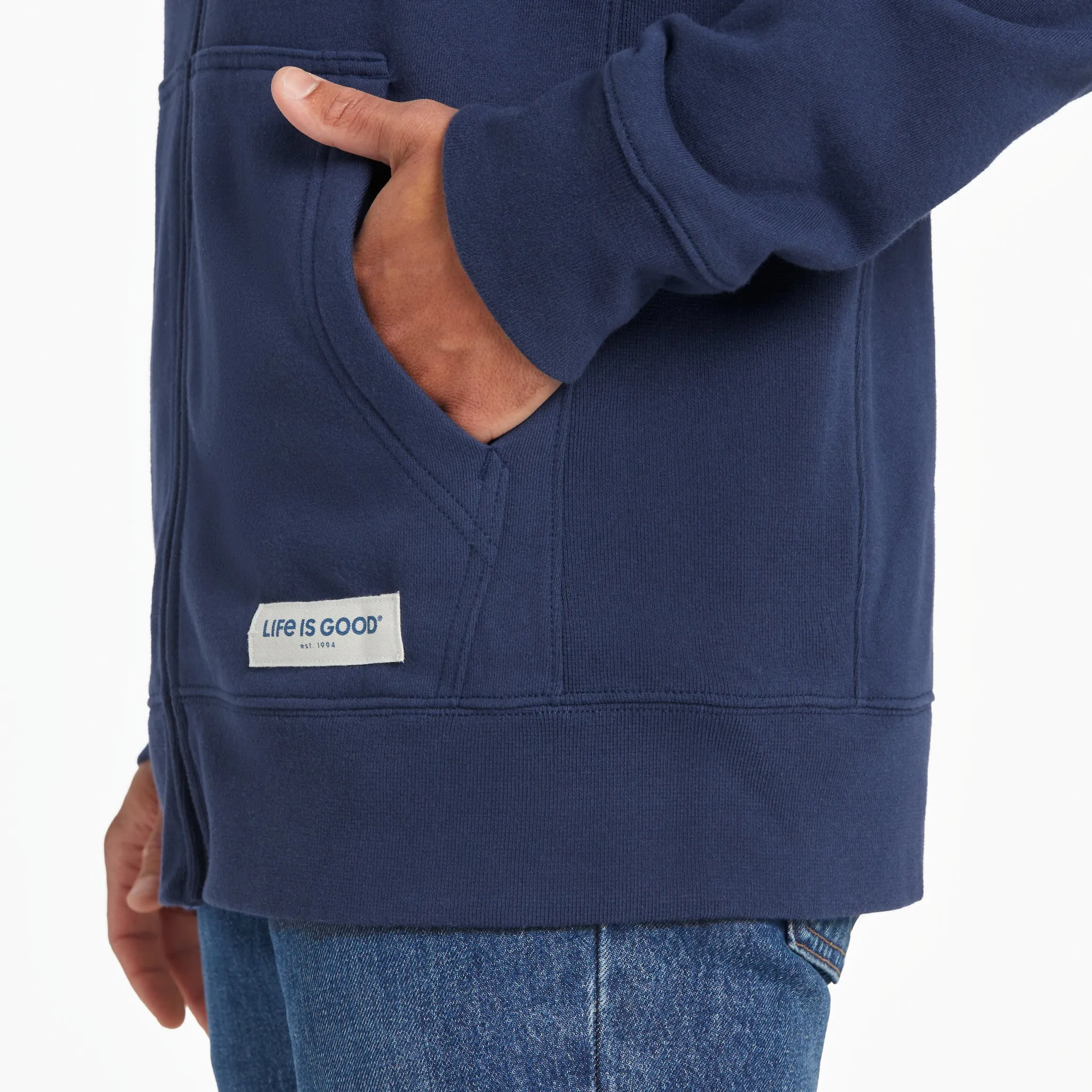 Men's LIG Wordmark Stack Simply True Fleece Zip Hoodie sold by Life is Good product image thumbnail 4