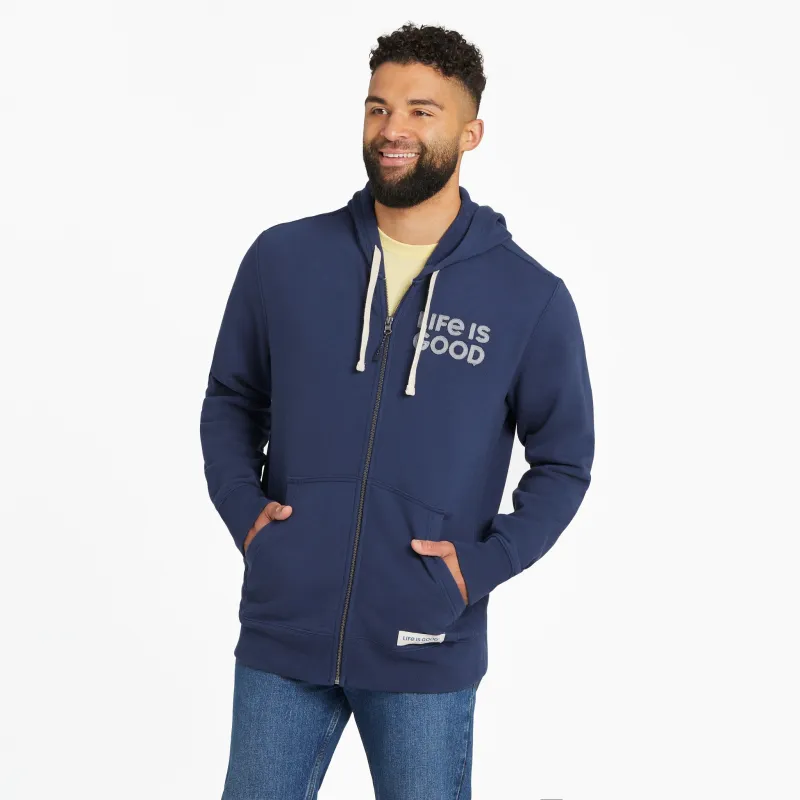 Men's LIG Wordmark Stack Simply True Fleece Zip Hoodie made by Life is Good