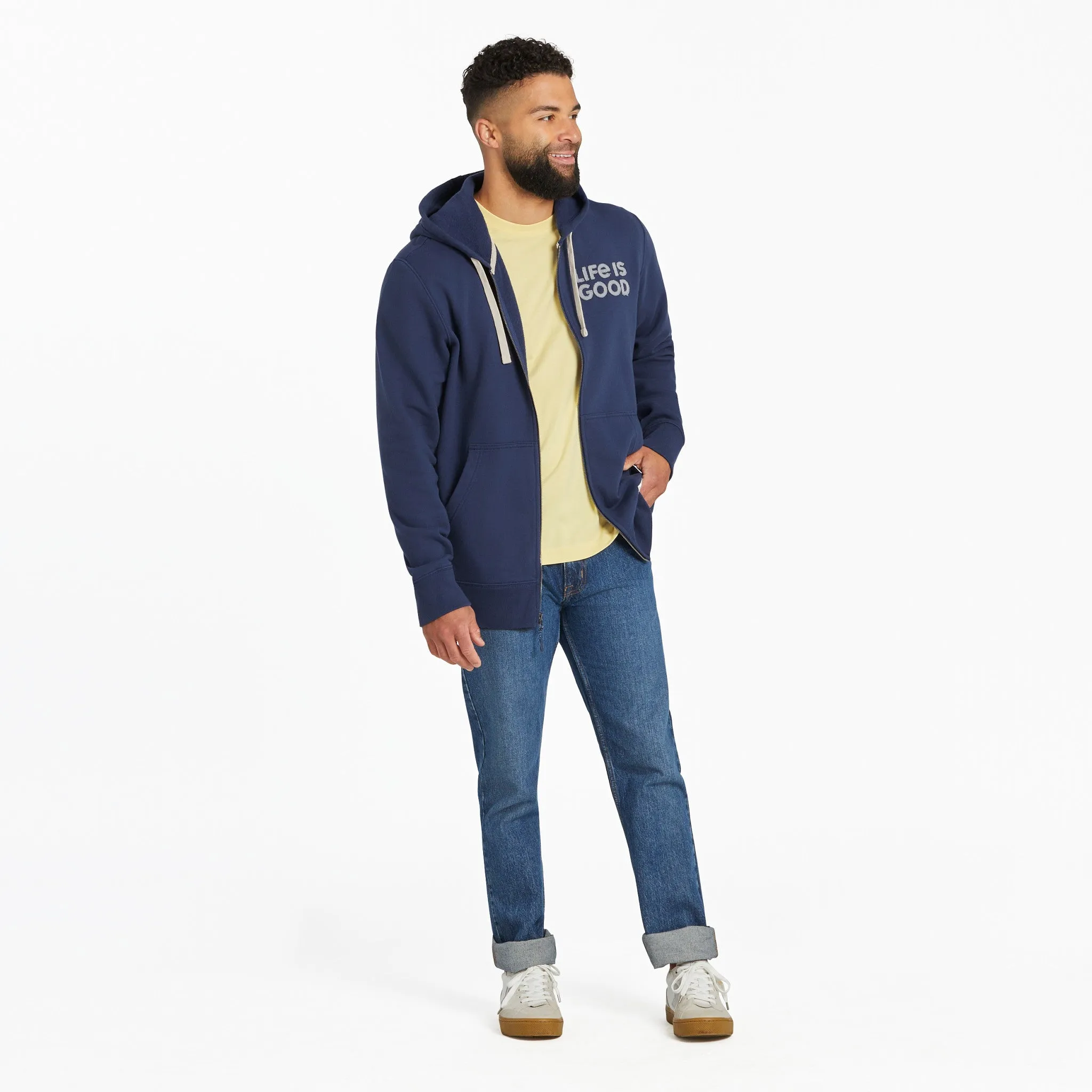 Men's LIG Wordmark Stack Simply True Fleece Zip Hoodie sold by Life is Good product image thumbnail 5