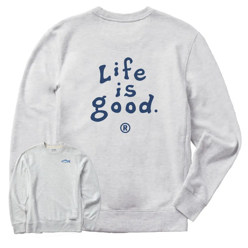Men's LIG Vintage Wordmark Stacked Simply True Fleece Crew made by Life is Good