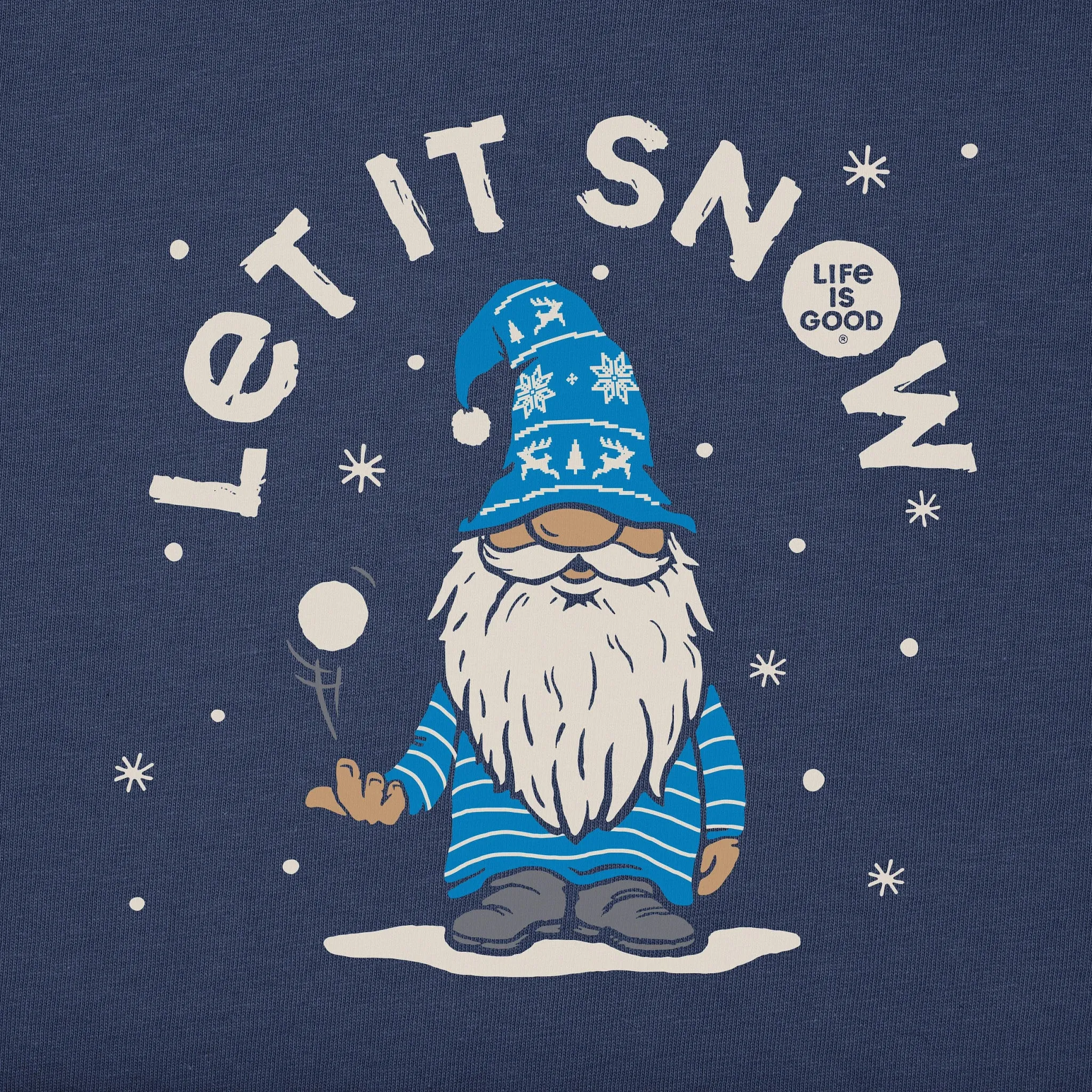 Men's Let It Snow Gnome Long Sleeve Crusher Tee sold by Life is Good product image thumbnail 2