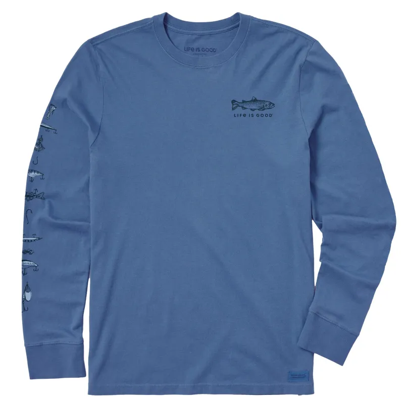 Men's Etched Simple Fish Long Sleeve Crusher Tee made by Life is Good