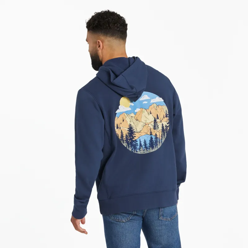 Men's Mountain Scene Circle Simply True Fleece Hoodie made by Life is Good