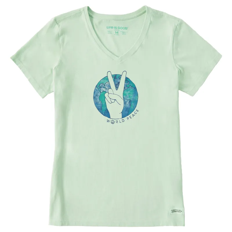 Women's World Peace Sign Short Sleeve Crusher-LITE Vee made by Life is Good