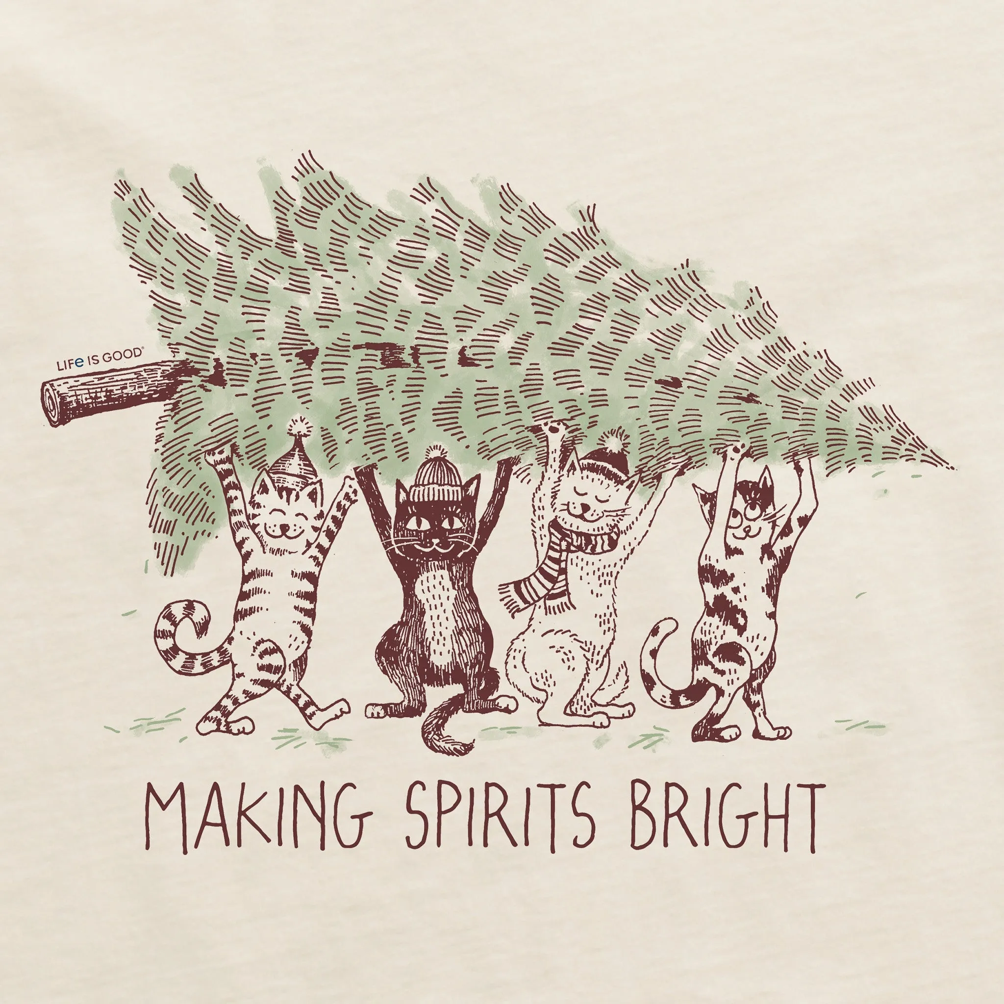 Men's Make Spirits Bright Cats Short Sleeve Crusher Tee sold by Life is Good product image thumbnail 2
