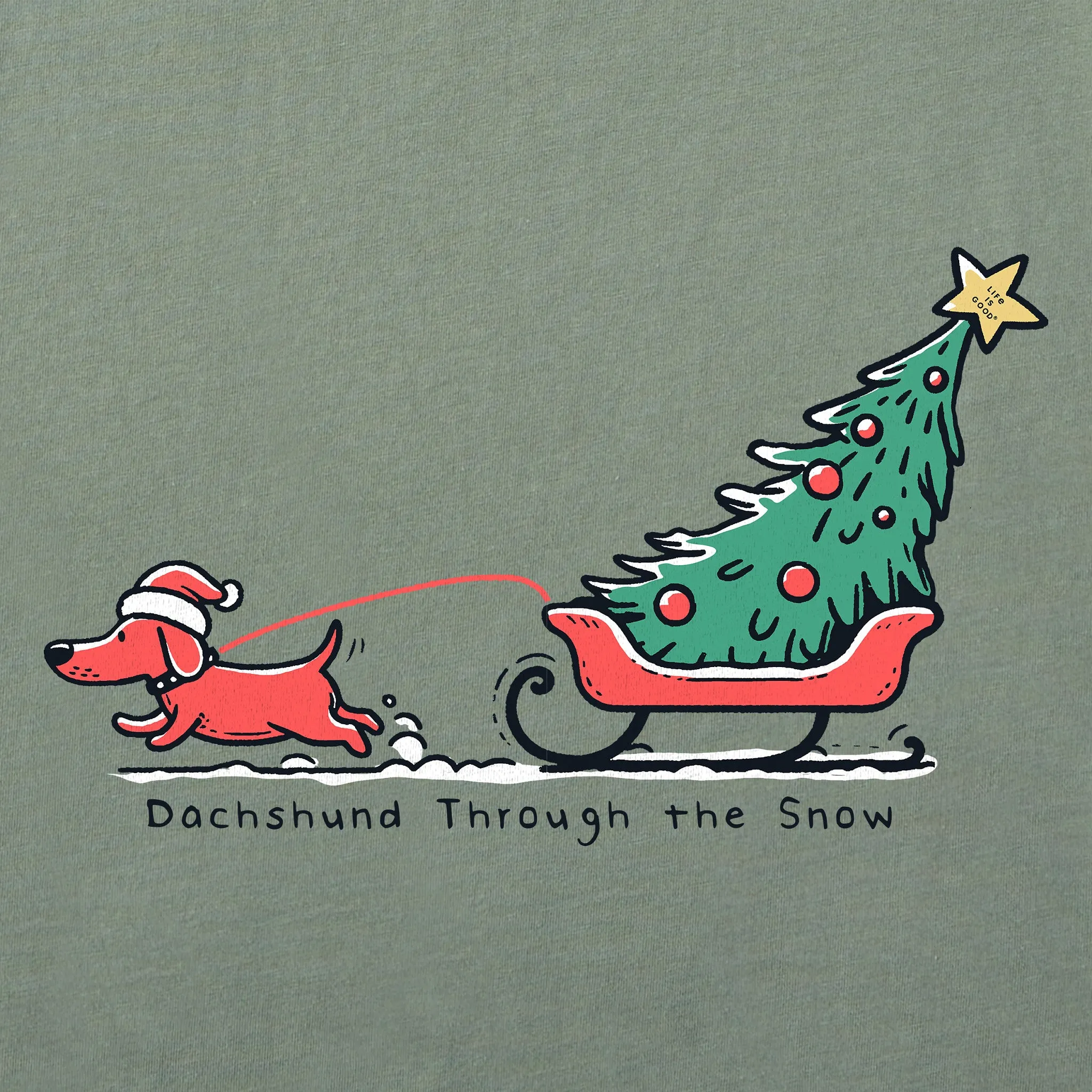 Men's Little Dachshund Through the Snow Long Sleeve Crusher Tee sold by Life is Good product image thumbnail 2