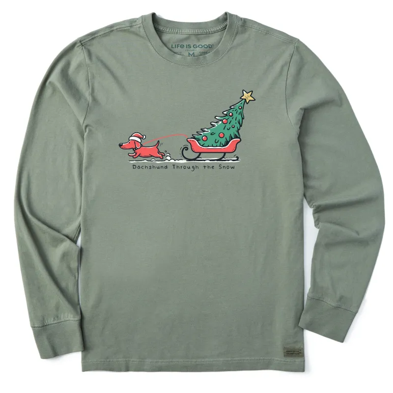 Men's Little Dachshund Through the Snow Long Sleeve Crusher Tee made by Life is Good