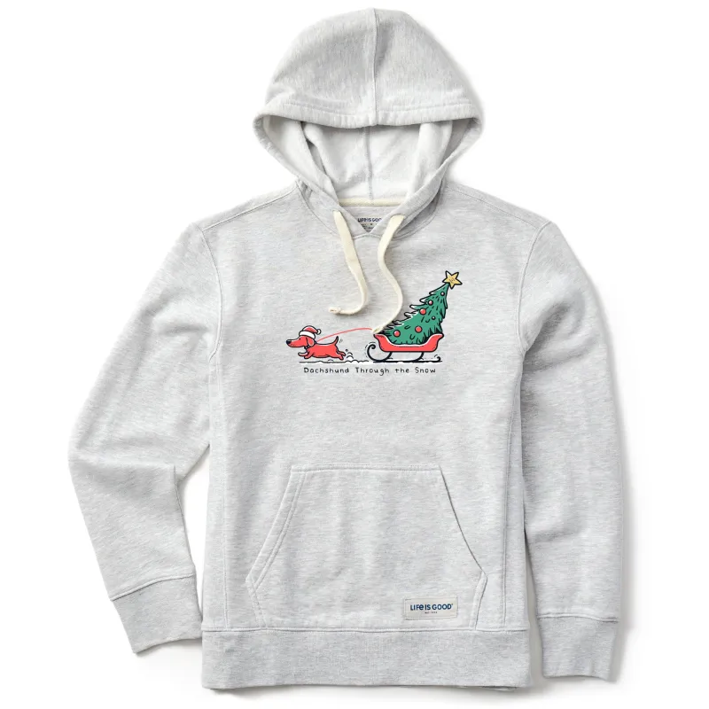 Women's Little Dachshund Through the Snow Simply True Fleece Hoodie made by Life is Good