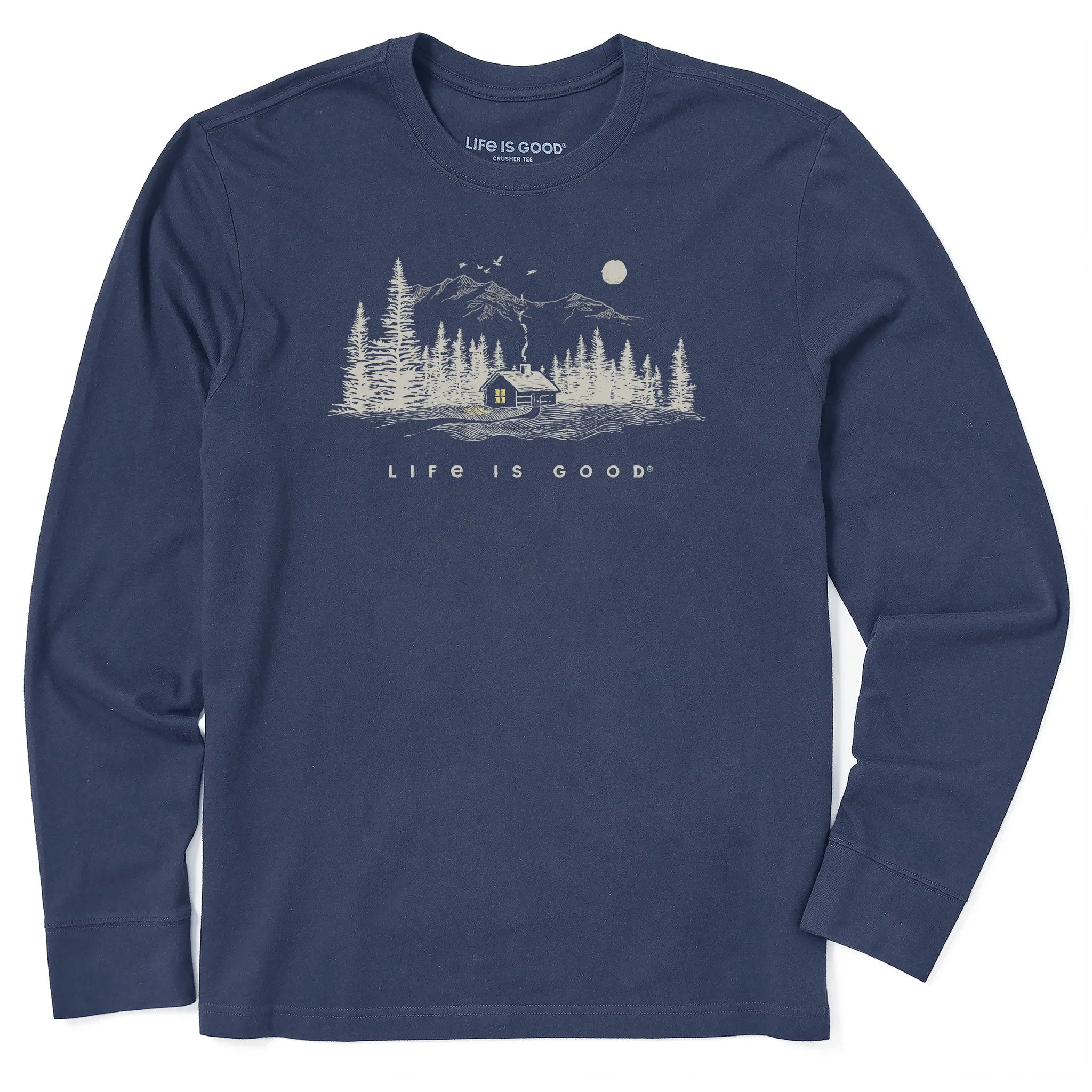 Men's Cabin Escape Long Sleeve Crusher Tee sold by Life is Good
