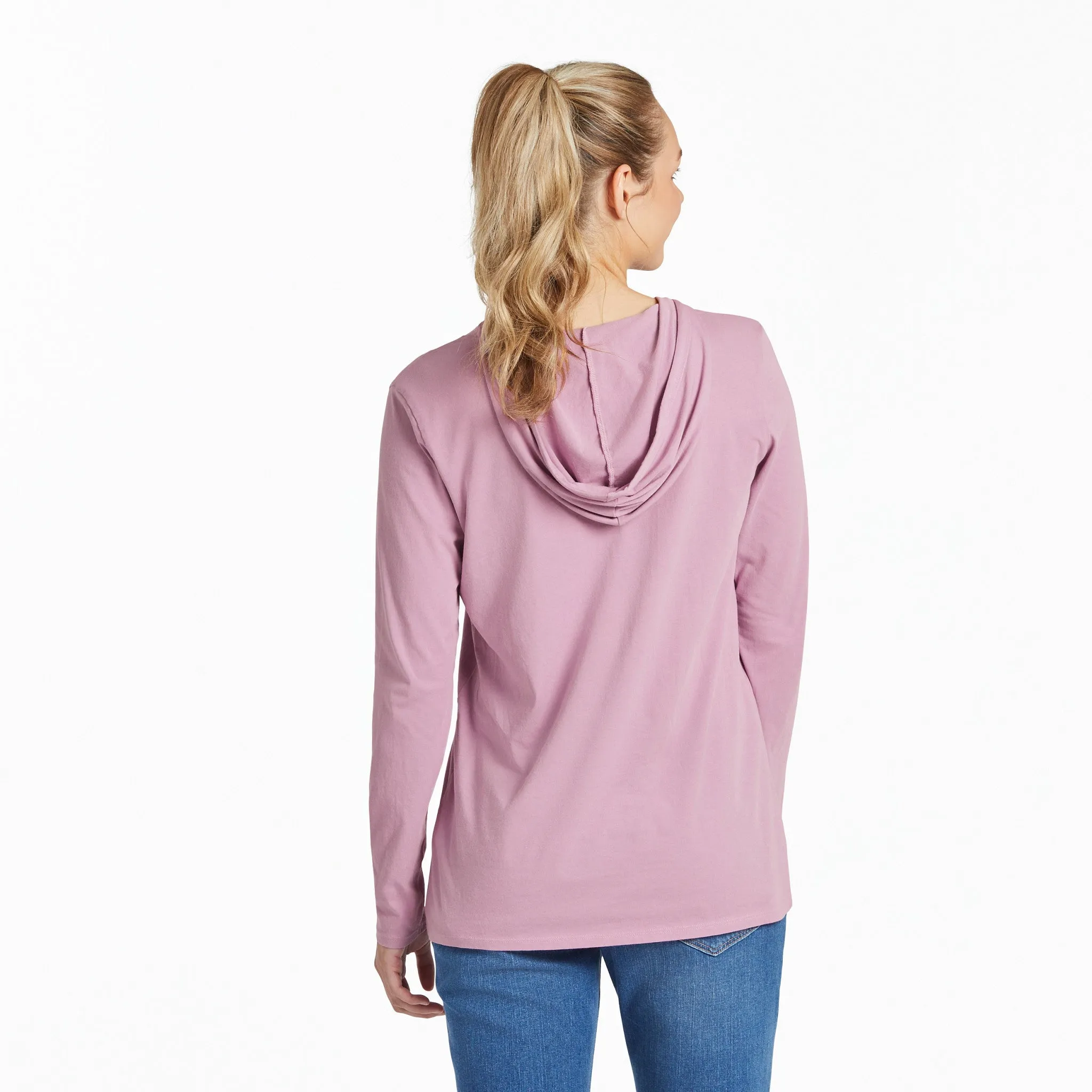 Women's Ocean Watercolor Long Sleeve Crusher-LITE Hooded Tee sold by Life is Good product image thumbnail 3