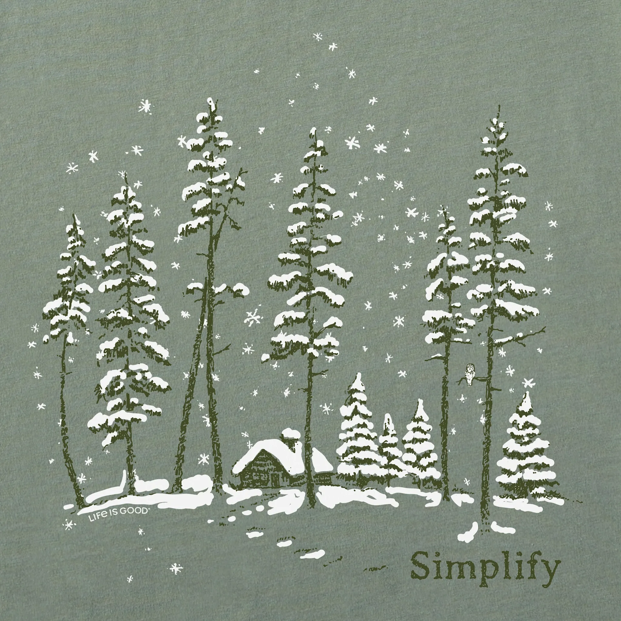 Men's Simplify Snowy Cabin Long Sleeve Crusher Tee sold by Life is Good product image thumbnail 2