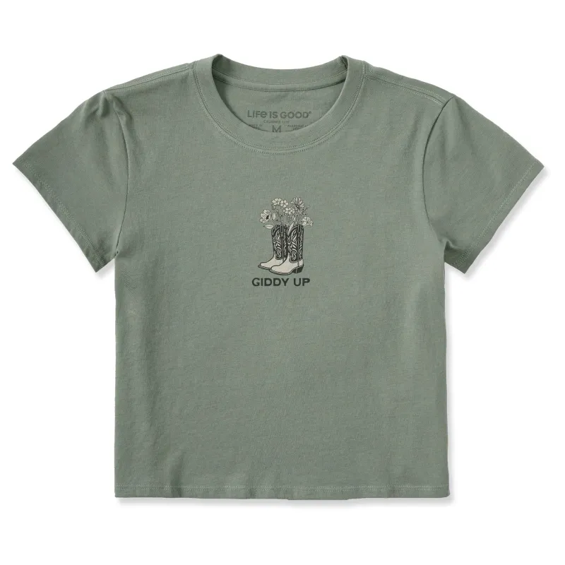 Women's Giddy Up Flower Boots Crusher-LITE Shrunken Tee made by Life is Good
