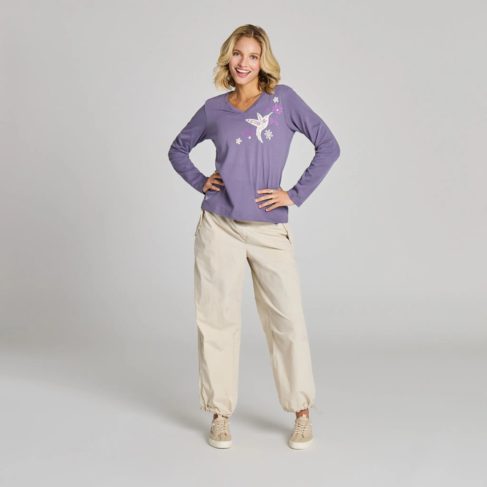 Women's Grace in Bloom Long Sleeve Crusher Vee sold by Life is Good product image thumbnail 4