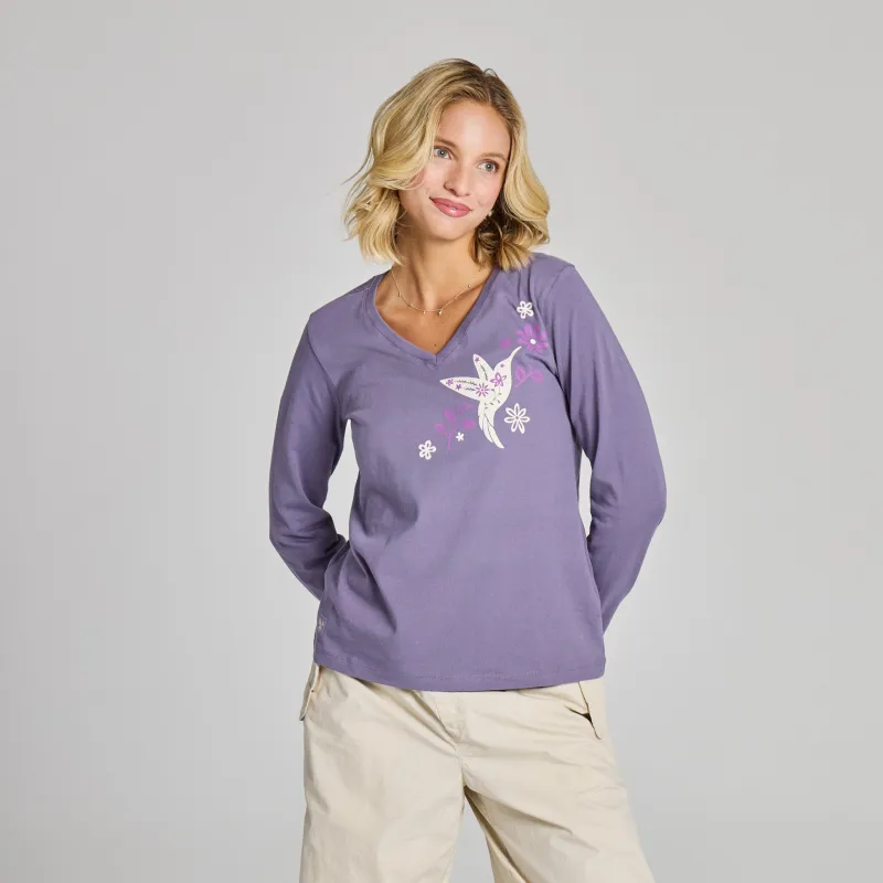 Women's Grace in Bloom Long Sleeve Crusher Vee made by Life is Good