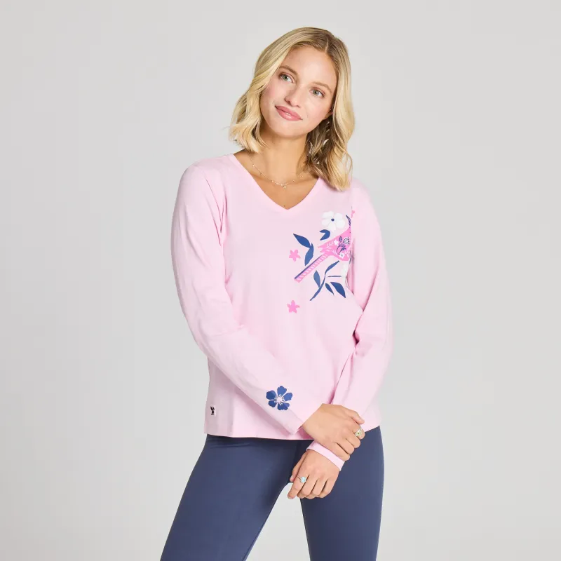 Women's Cardinal Bloom Long Sleeve Crusher Vee made by Life is Good